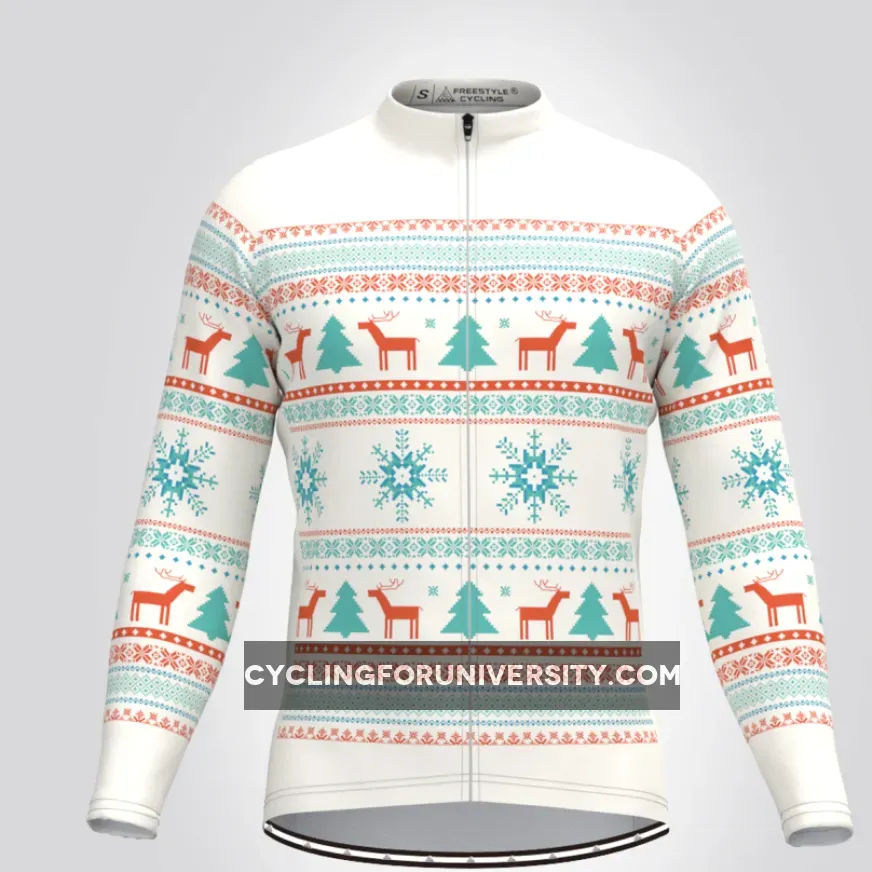 Men's Classic Ugly Christmas sweater LS Cycling Jersey - Beige