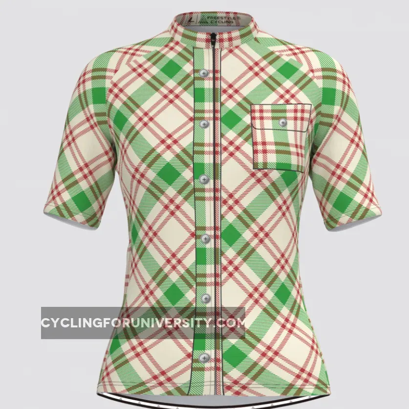 Plaid Checkered Shirt V26 Women's Cycling Jersey