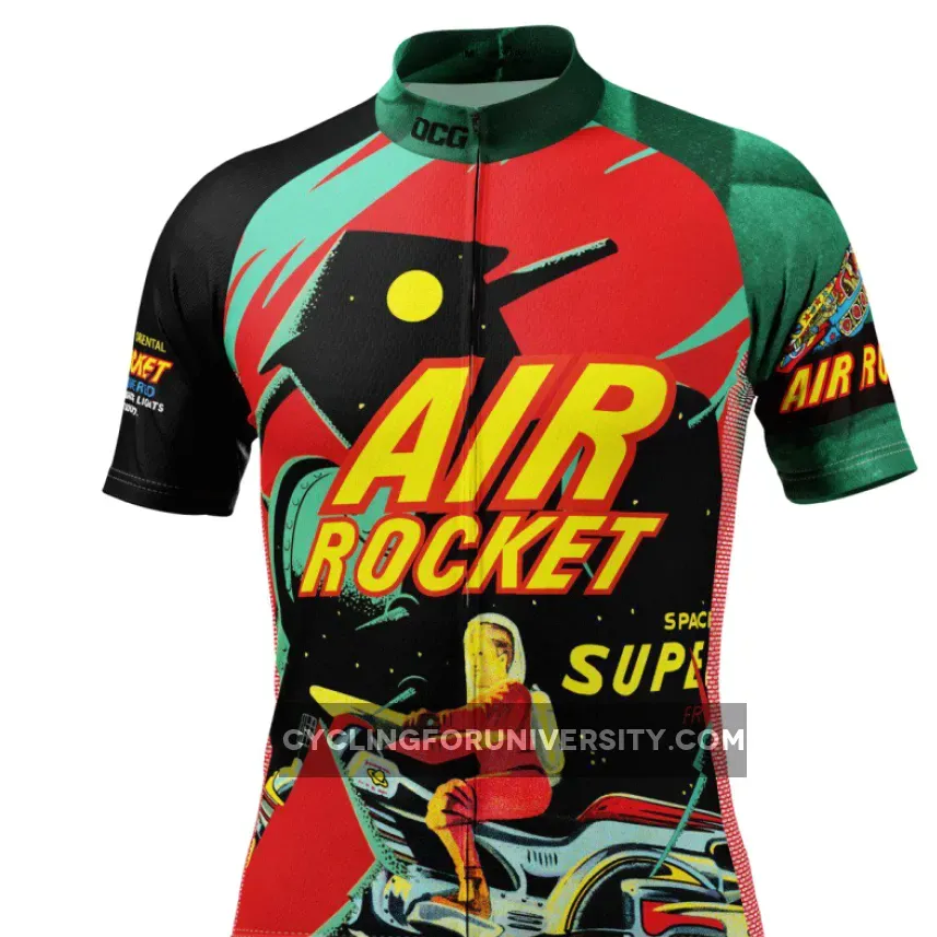 Men's Space Air Rocket Retro Short Sleeve Cycling Jersey #Rocket Jersey