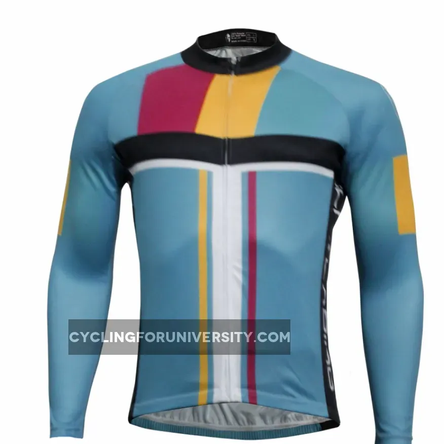 Men's Long-sleeve Blue Cycling Jersey Fall/Autumn NO.763
