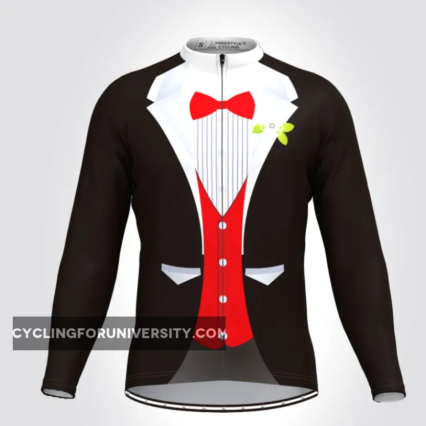 Men's Tuxedo Short LS Cycling Jersey Red New Releases