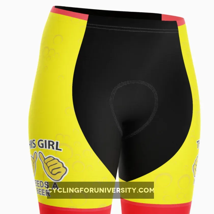 Women's This Girl Needs a Beer Gel Padded Cycling Shorts, Beer Shorts