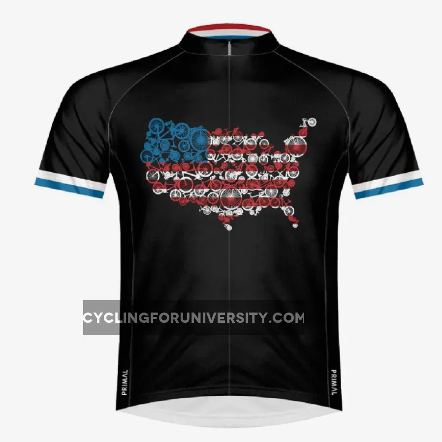 Primal Wear 2021 'Merica USA Flag Full Zip Sport Cycling Jersey