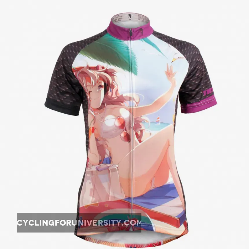 ILPALADINO ACG Animation Game Character Girl Bikini Holiday Woman's Short-Sleeve Cycling Jersey Summer Biking Wear Breathable Outdoor Sports Gear Leisure Biking T-shirt Sports Clothes NO.602
