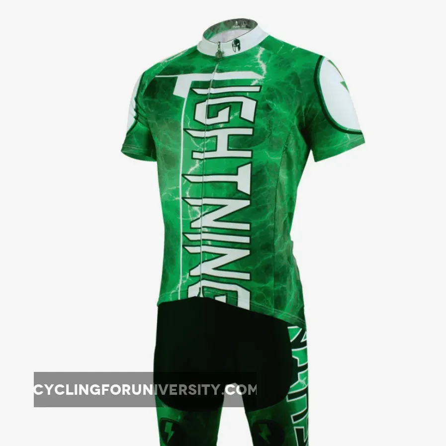 Ilpaladino Green Flashing Lightning Natural Phenomenon Cycling Short-sleeve Suit /Jersey Exercise Bicycling Pro Cycle Clothing Racing Apparel Outdoor Sports Leisure Biking Shirts Team Kit NO.627