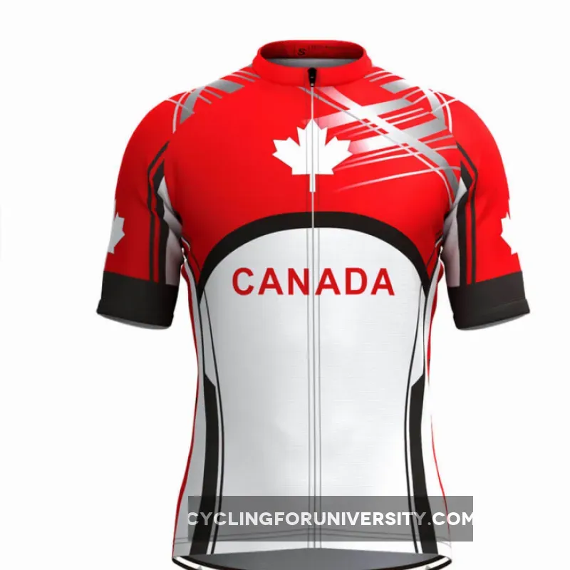 Canada Maple Leaf Men's Cycling Jersey White Red Black