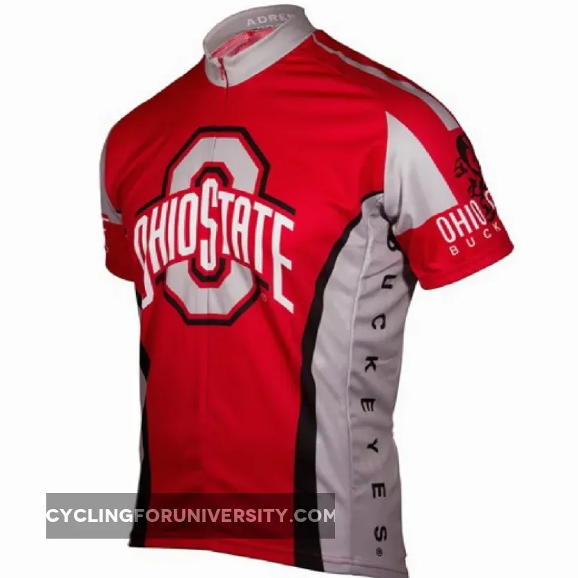 Ohio State Buckeyes College Full zip Men's Short Sleeve Cycling Jersey #Ohio State Cycling Jersey