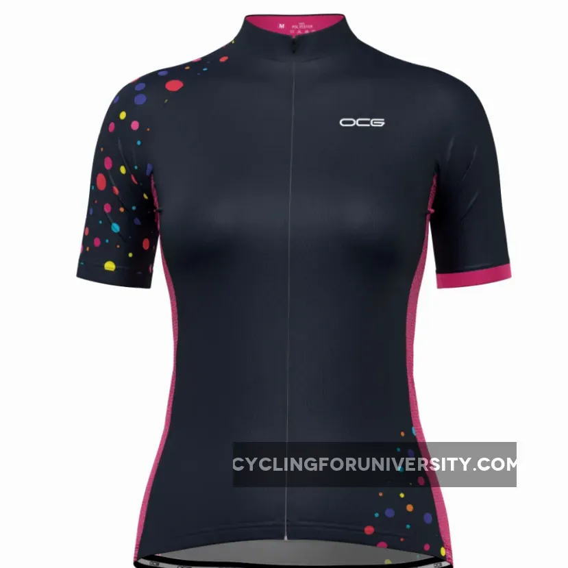 Women's Rainbow Polka Dot Short Sleeve Cycling Jersey