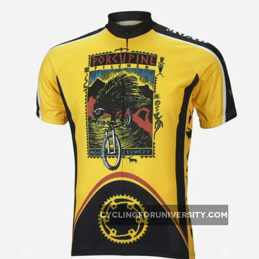 Moab Brewery Porcupine Pilsner beer Men's 19" Zip Short Sleeve Cycling Jersey