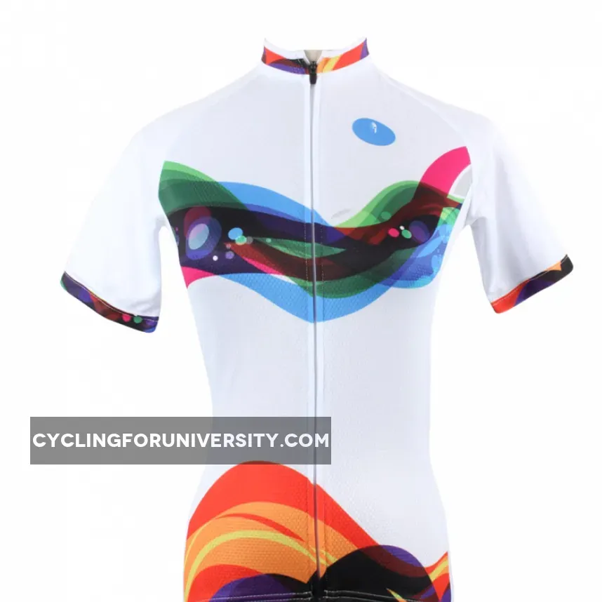Ilpaladino Wave White Women's Summer Short-Sleeve Cycling Jersey Biking Shirts Breathable Clothes Apparel Outdoor Sports Gear Leisure Biking T-shirt NO.193