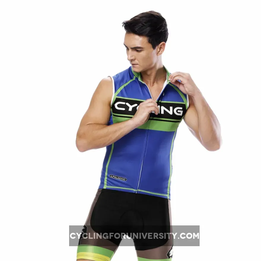 Green-Strip Blue Men's Cycling Sleeveless Bike Jersey/Kit T-shirt Summer Spring Road Bike Wear Mountain Bike MTB Clothes Sports Apparel Top / Suit / Shorts Pants NO. 818