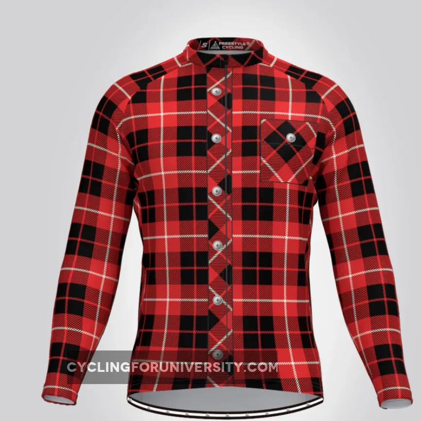 Plaid Checkered Shirt V18 Men's LS Cycling Jersey Restock