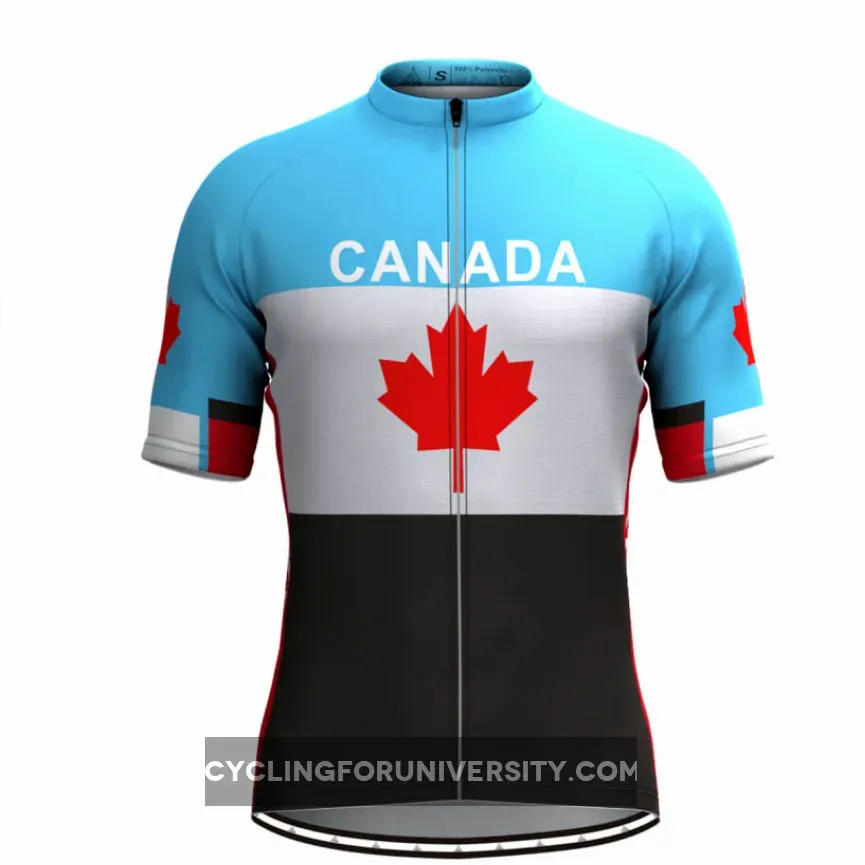 Canada Maple leaf Men's Cycling Jersey Blue White Black