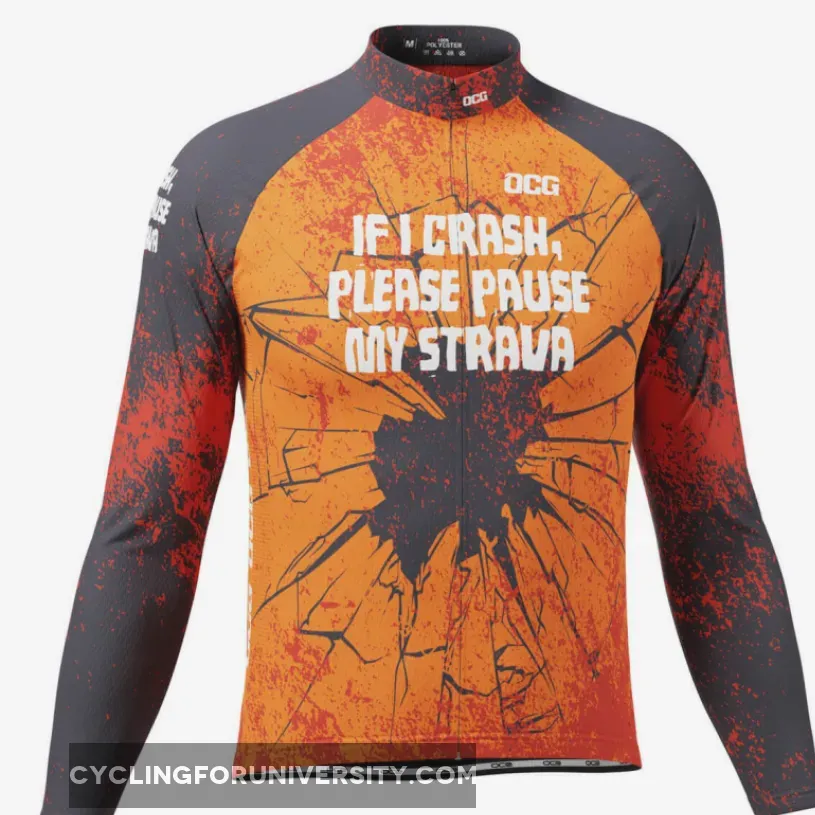 Men's Pause My Strava Long Sleeve Cycling Jersey For Sale