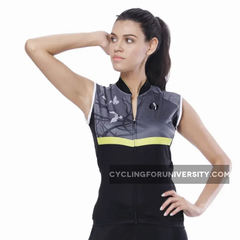 Dark Forest Yellow-strip Women's Cycling Sleeveless Bike Jersey T-shirt Summer Spring Road Bike Wear Mountain Bike MTB Clothes Sports Apparel Top Black Grey NO. 789