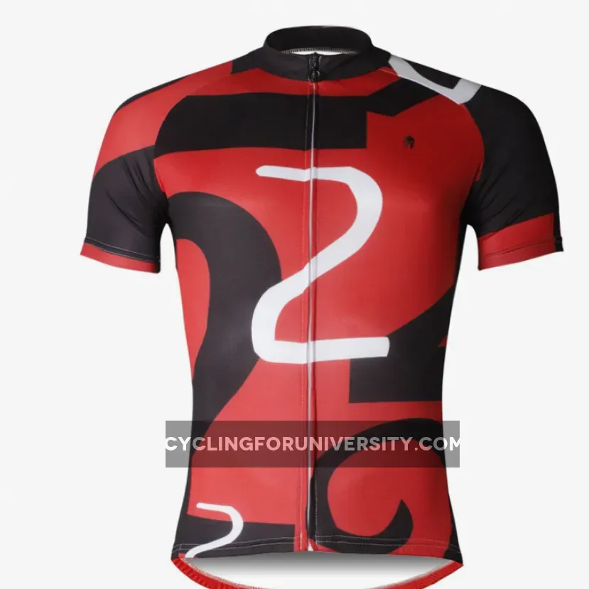 ILPALADINO Number 2 TWO Red&Black Men's Cycling Jersey Red Cycling Short Short for Summer Bike Shirt Quick Dry Apparel Outdoor Sports Gear Leisure Biking T-shirt NO.742