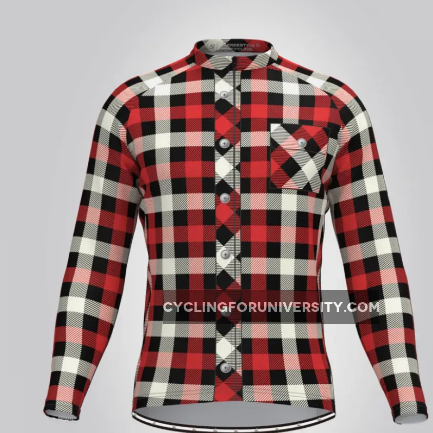 Plaid Checkered Shirt V16 Men's LS Cycling Jersey Restock