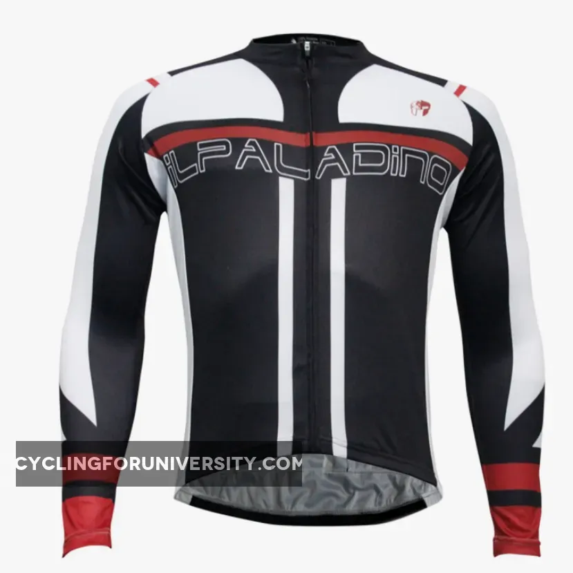 ILPALADINO Men's Cycling Long-sleeved Jersey Spring Autumn Cycling Suit Cycling Bib tight Trouser Black and White Sportswear Apparel Outdoor Sports Gear Leisure Biking T-shirt Team Kit NO.771