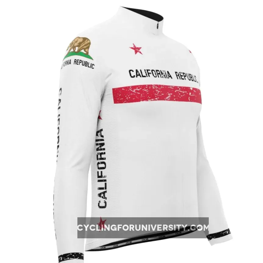 Men's California Republic Flag Long Sleeve Cycling Jersey, Men's Long Sleeve Cycling Jacket