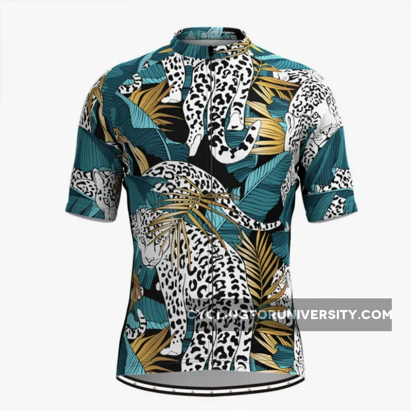 Men's Tropical & Jaguar Print Hawaiian Cycling Jersey V2