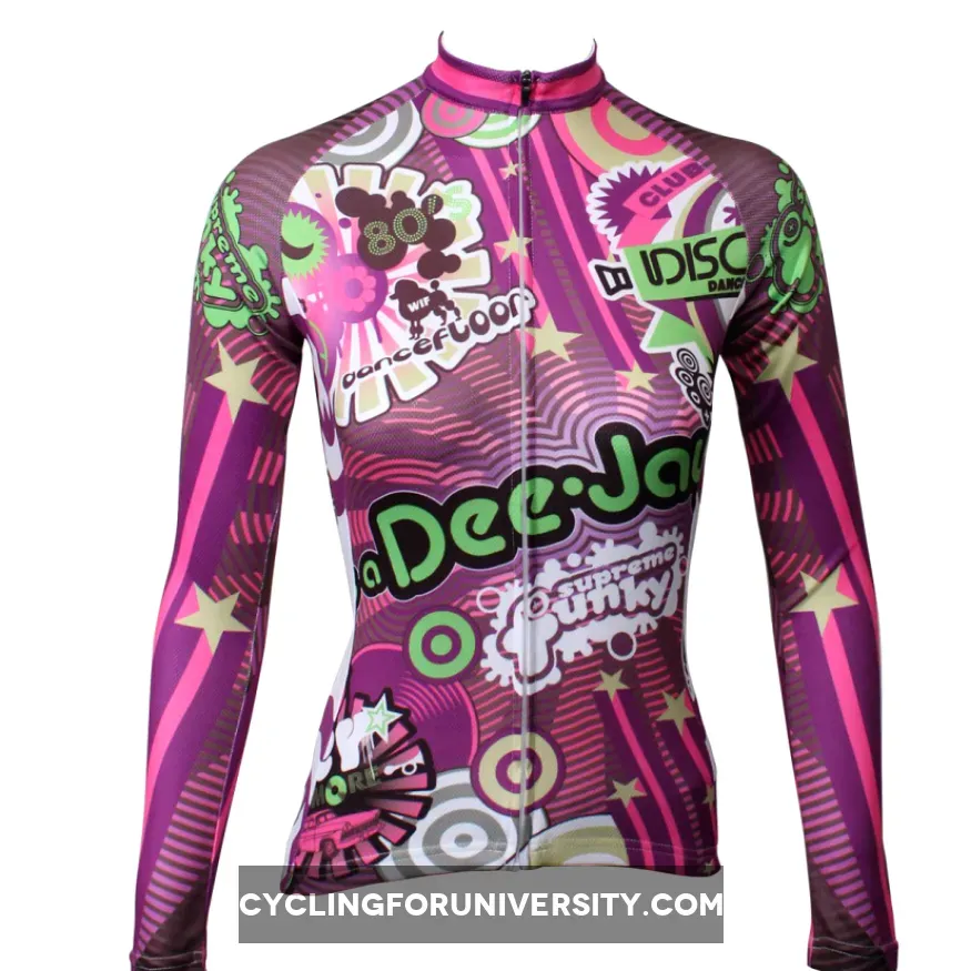 Ilpaladino Dance Floor Supreme Long-sleeve Cycling Jersey/Kit Sportswear Exercise Bicycling Summer Spring Autumn Pro Cycle Clothing Racing Apparel Outdoor Sports Leisure Biking Shirts NO.328