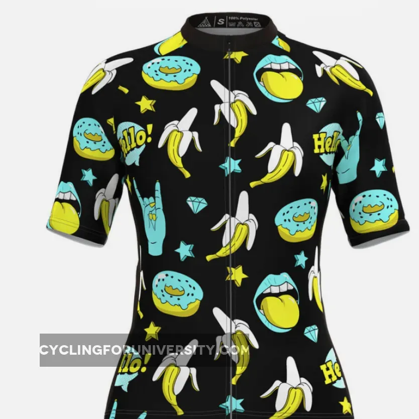 Women's Donuts Banana Print Cycling Jersey Restock