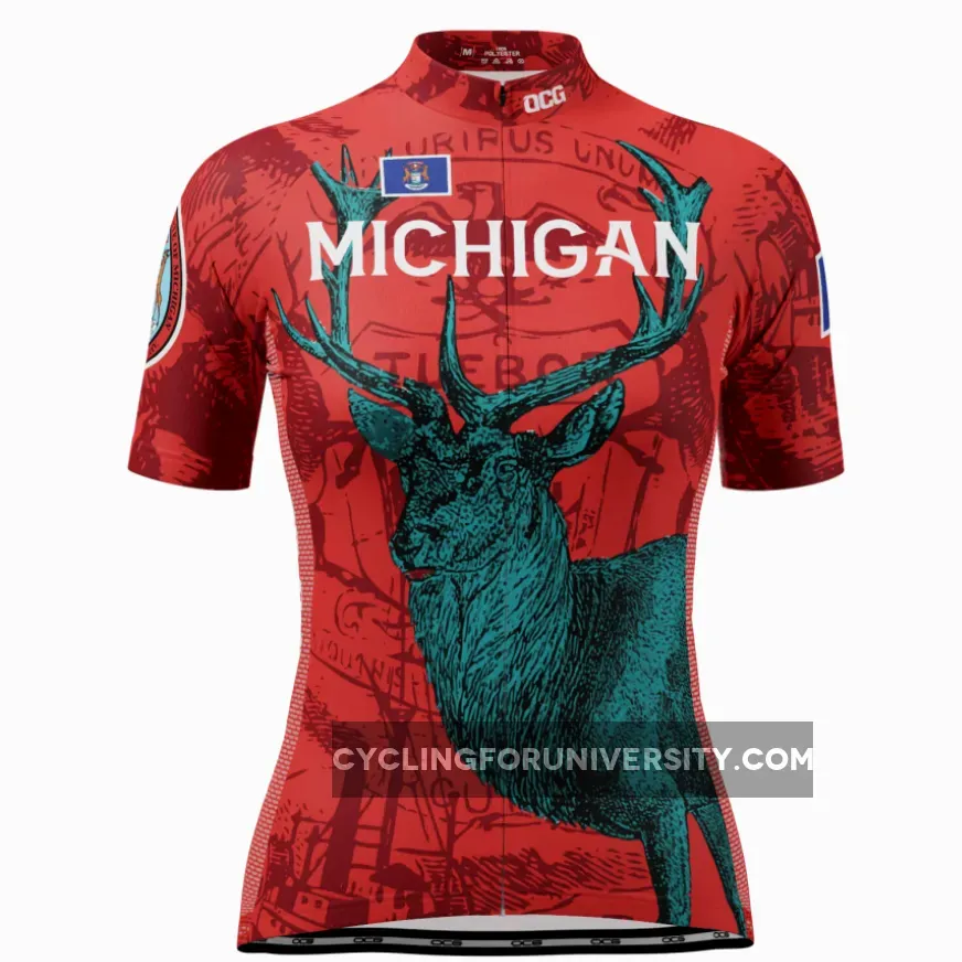 Women's Michigan US State Short Sleeve Cycling Jersey