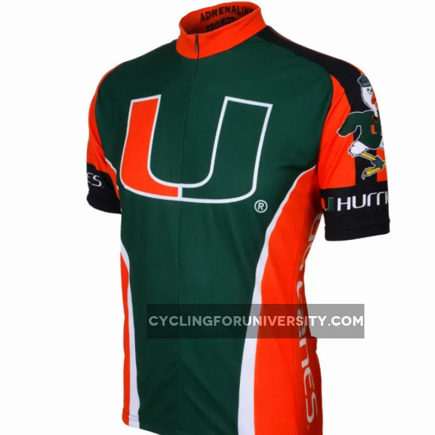 UM UNIVERSITY OF MIAMI HURRICANES Short Sleeve Cycling Jersey #Clearence Cycling Clothing Miami
