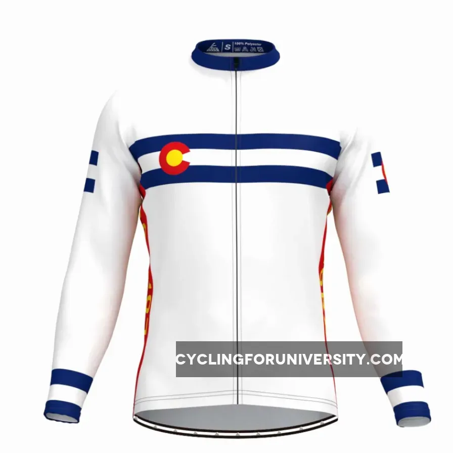 Colorado State Flag Men's LS Cycling Jersey White To Buy