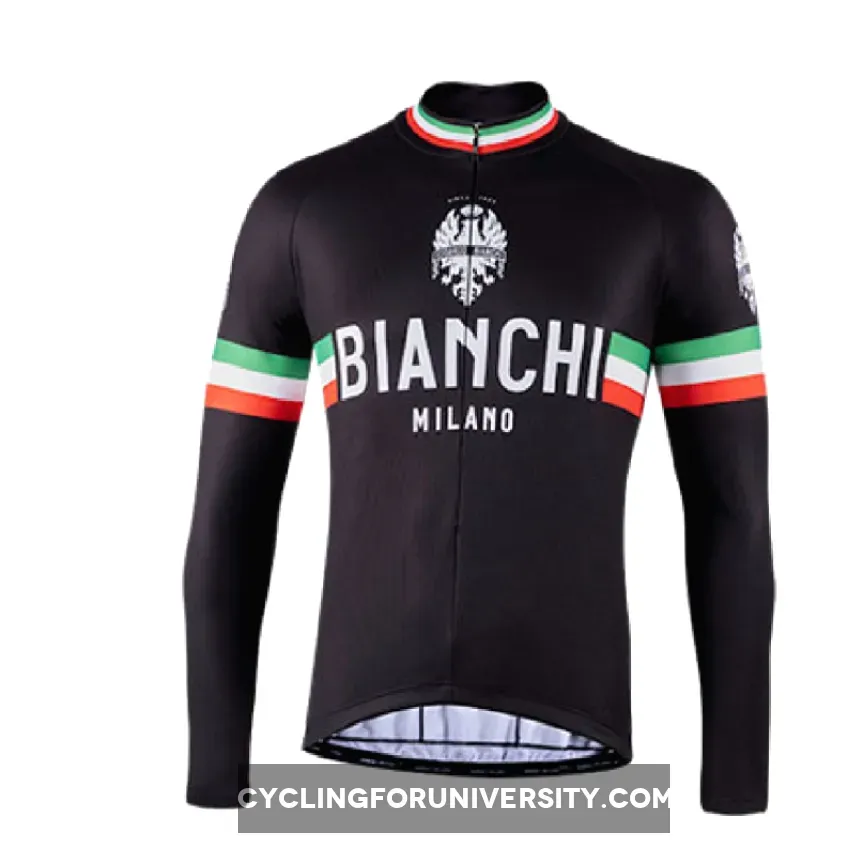 Bianchi Milano Storia Leggenda Long Sleeve Cycling Jerseys Black
