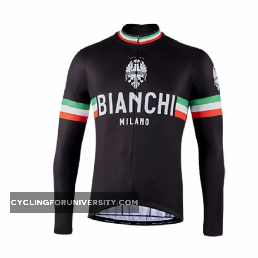 Bianchi Milano Storia Leggenda Long Sleeve Cycling Jerseys Black