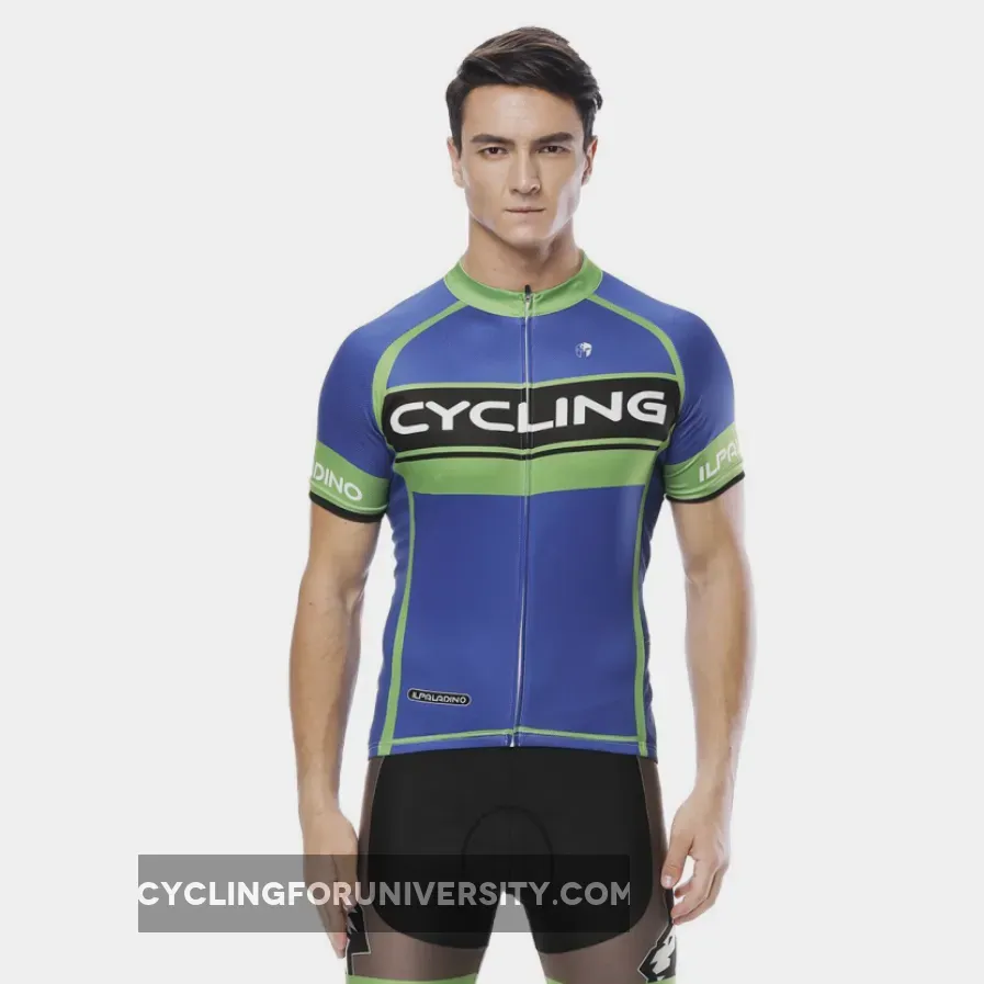 Green-strip CYCLING Letter Blue Cycling Short-sleeve Jersey Exercise Bicycling Pro Cycle Clothing Racing Apparel Outdoor Sports Leisure Biking Shirts Team Summer NO.818