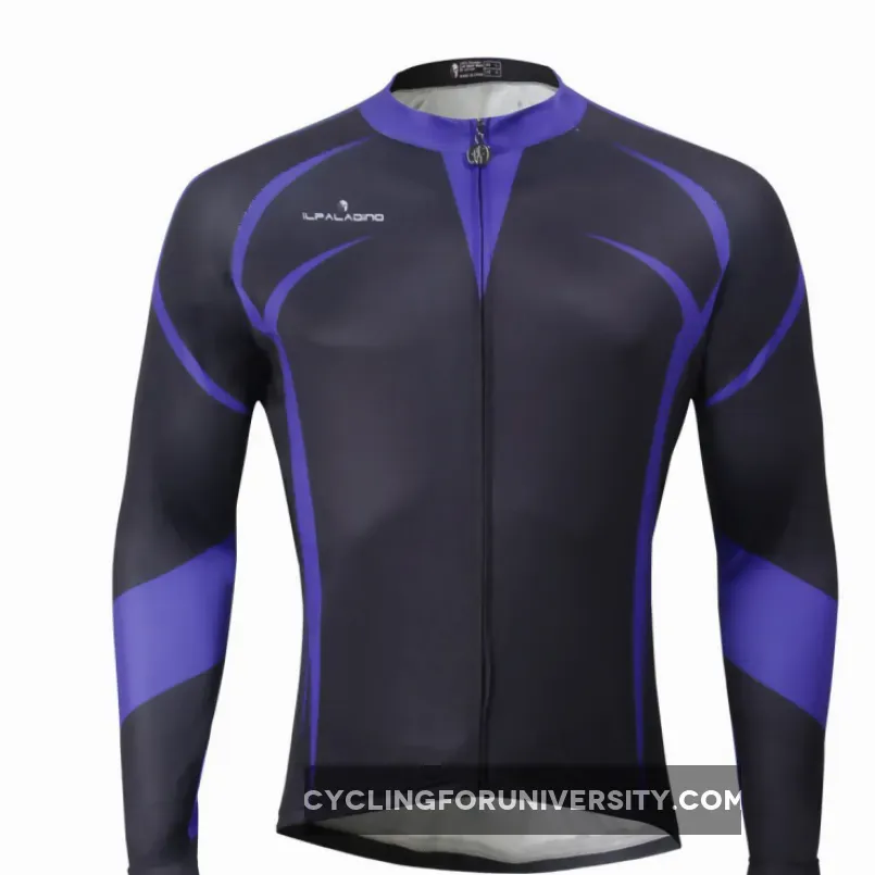 ILPALADINO Men's Black Long Sleeves Cycling Jersey Spring Autumn Exercise Bicycling Pro Cycle Clothing Racing Apparel Outdoor Sports Leisure Biking Shirts NO.764