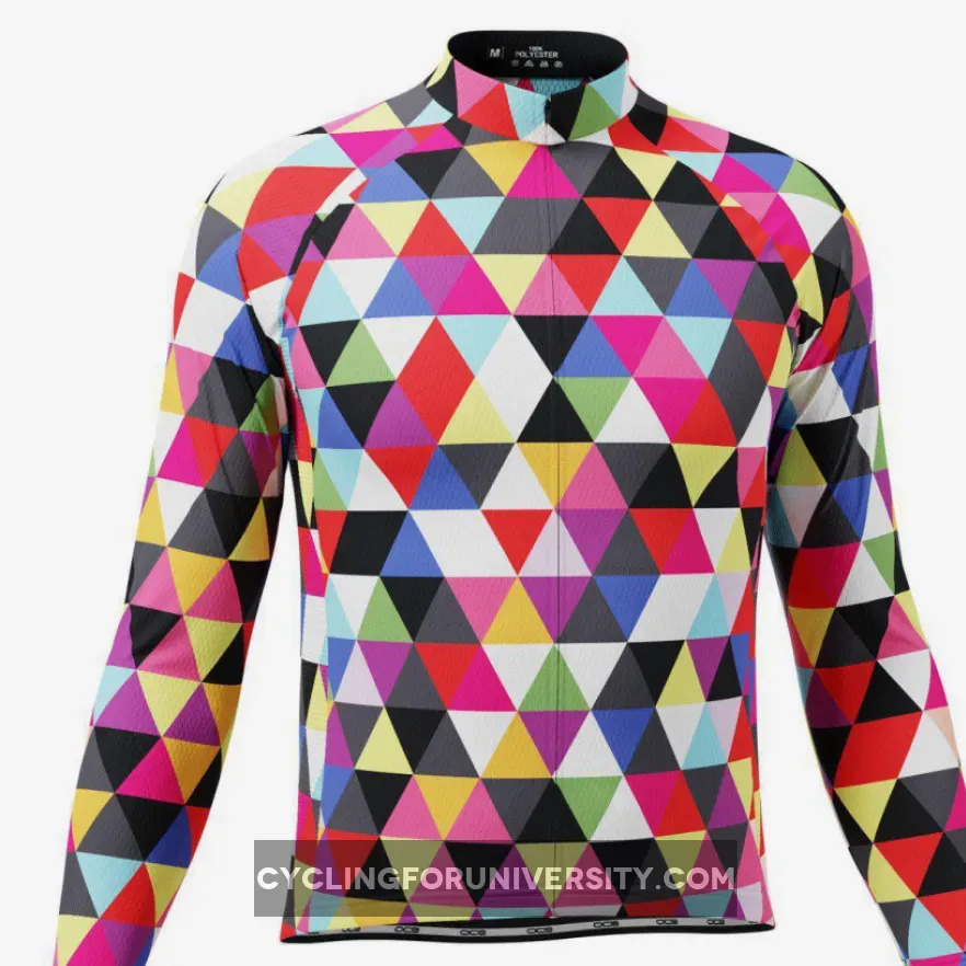 Men's High Vis Color Triangles Long Sleeve Cycling Jersey