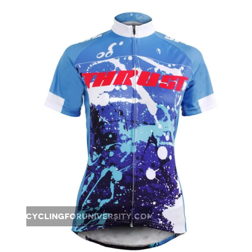 Ilpaladino Blue THRUST Storm Women's Summer Short-Sleeve Cycling Jersey Biking Shirts Breathable Quick Dry Apparel Outdoor Sports Gear Clothes NO.600