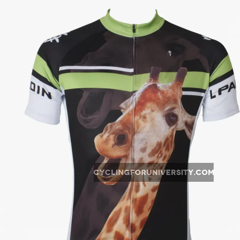 Giraffe Animal Men's Short-Sleeve Green&Black Cycling Jersey Bicycling Shirts Summer NO.562