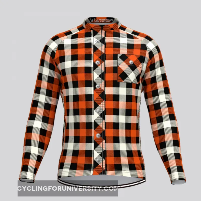Plaid Checkered Shirt V4 Men's LS Cycling Jersey Online