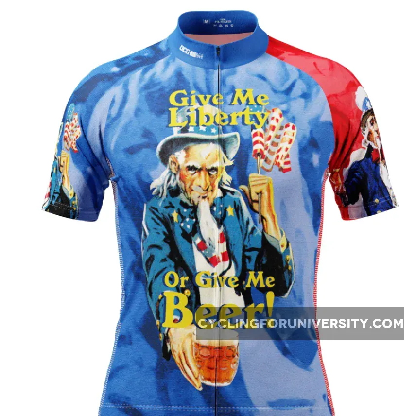 Men's Uncle Sam Liberty or Beer Short Sleeve Cycling Jersey