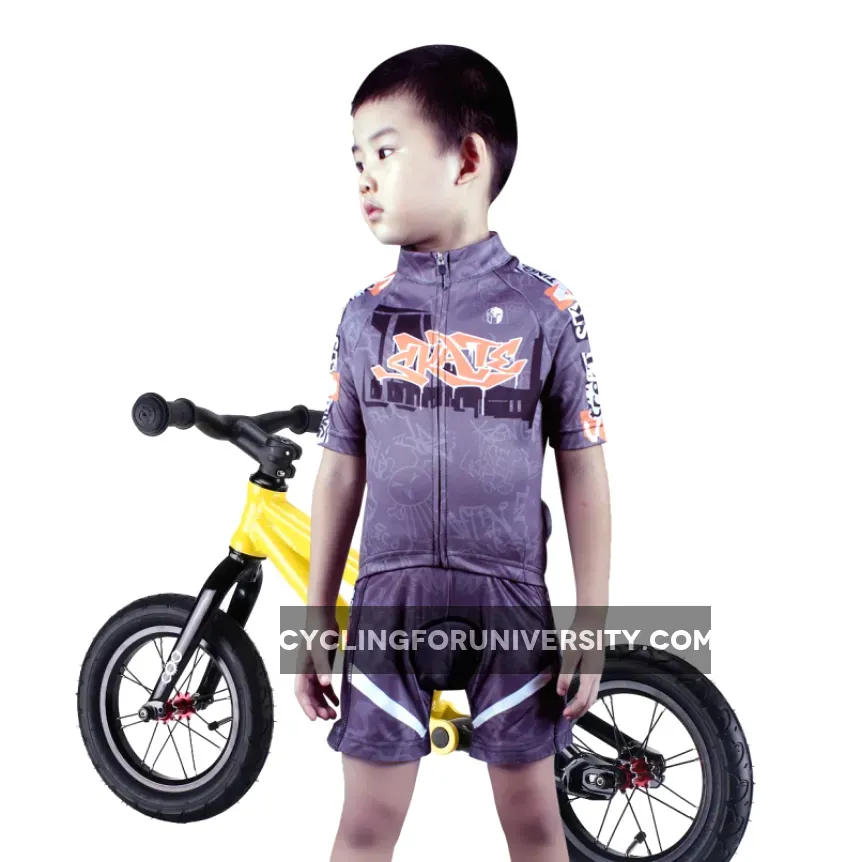 Kids Cycling Jersey Set with 3D Padded Shorts Cartoon Bike Top