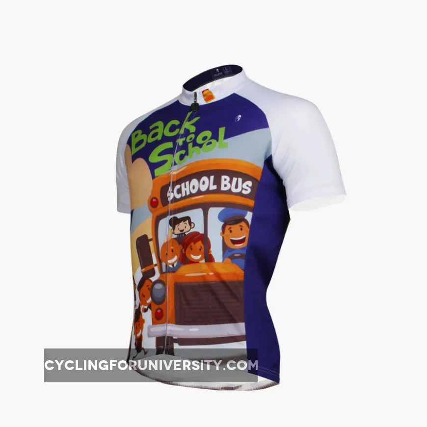 Ilpaladino School Bus Breathable Cycling Jersey Men's Short-Sleeve Sport Bicycling Shirts Summer Exercise Bicycling Pro Cycle Clothing Racing Apparel Outdoor Sports Leisure Biking Shirts Quick Dry Wear NO.635
