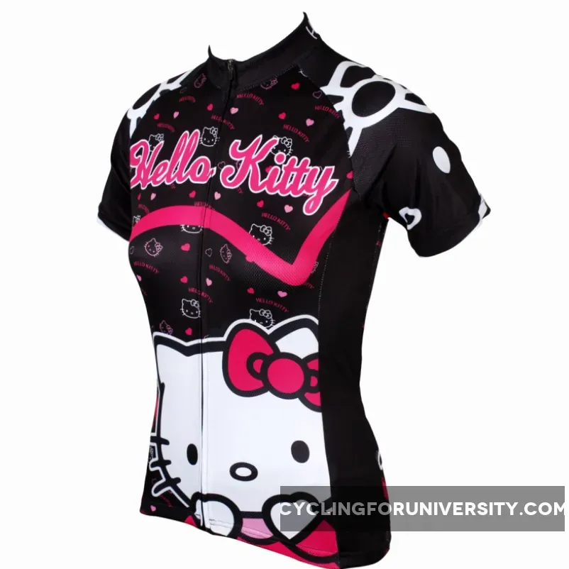 HELLO KITTY Princess Women's Top Cycling Jersey T-shirt Summer Black Kit NO.538