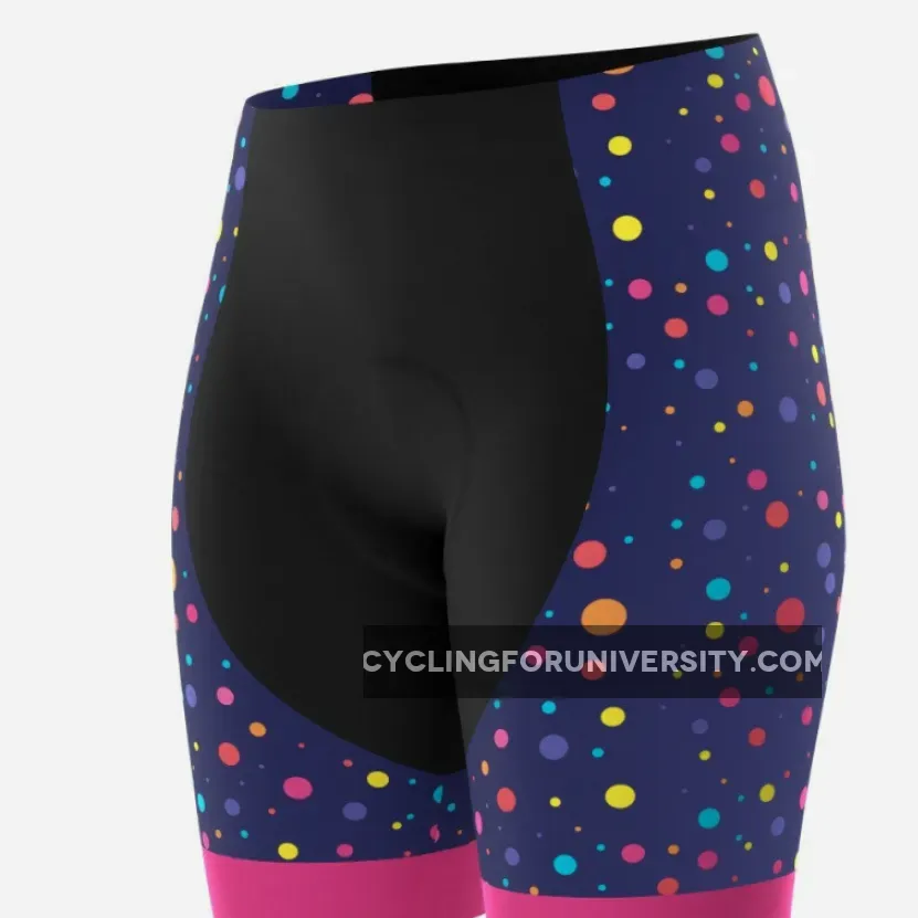 Women's Rainbow Polka Dot Pro-Band Cycling Shorts Rainbow Bike Shorts