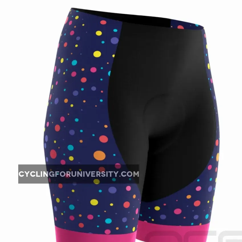 Women's Rainbow Polka Dot Pro-Band Cycling Shorts Rainbow Bike Shorts