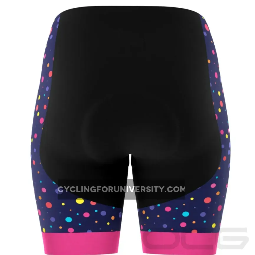 Women's Rainbow Polka Dot Pro-Band Cycling Shorts Rainbow Bike Shorts