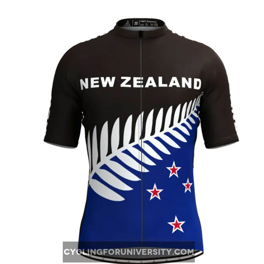 New Zealand Silver Fern Flag Men's Cycling Jersey Black/Blue
