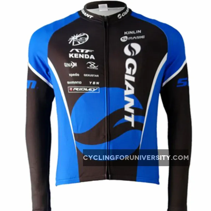 2010 Team Giant Cycling Long Sleeve Jersey In Blue Outlet