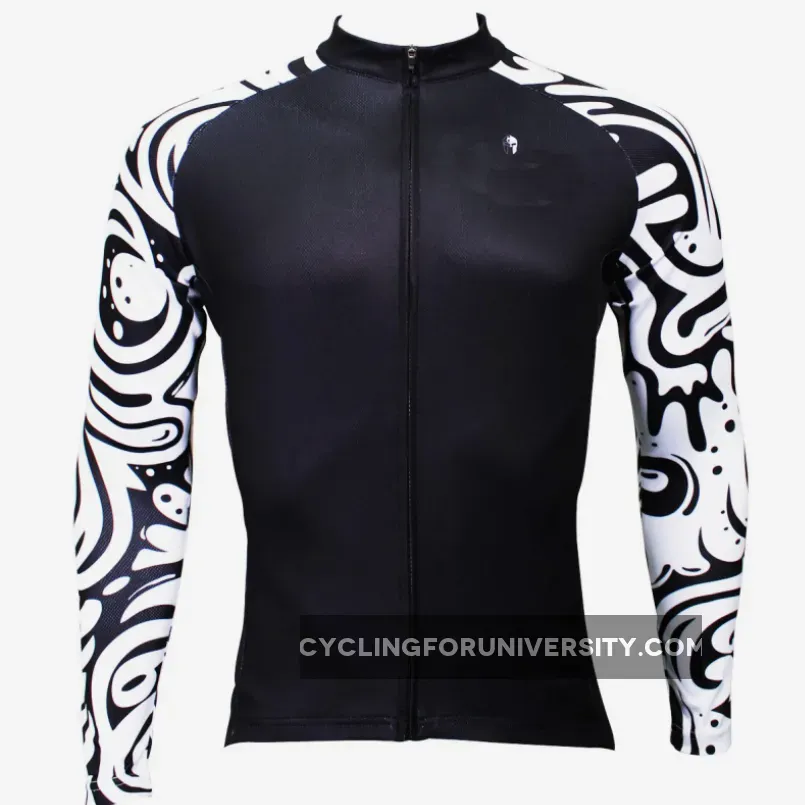 Sale Men's Long-sleeved Cycling Jersey for Winter Zebra Pattern Black Cycling Jersey Cycling Clothing Apparel Outdoor Sports Gear Leisure Biking Shirt (velvet) NO.371
