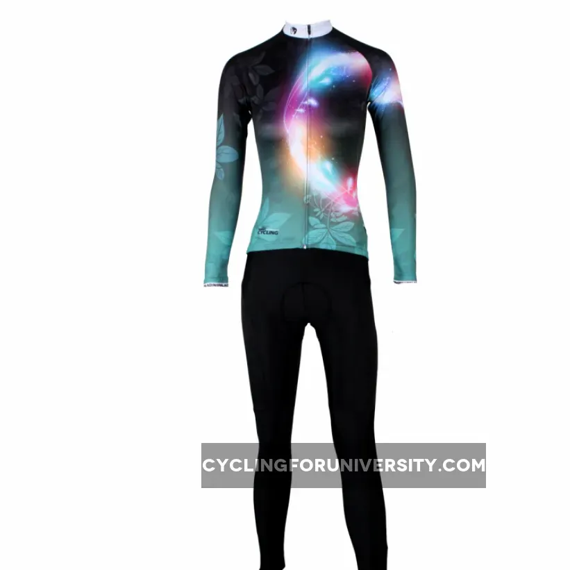 ILPALADINO Women's Long Sleeves Dark Green Cycling Jersey with Tights Spring Autumn Pro Cycle Clothing Racing Apparel Outdoor Sports Leisure Biking shirt NO.276