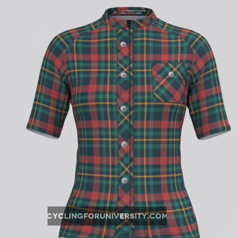 Plaid Checkered Shirt V28 Women's Cycling Jersey