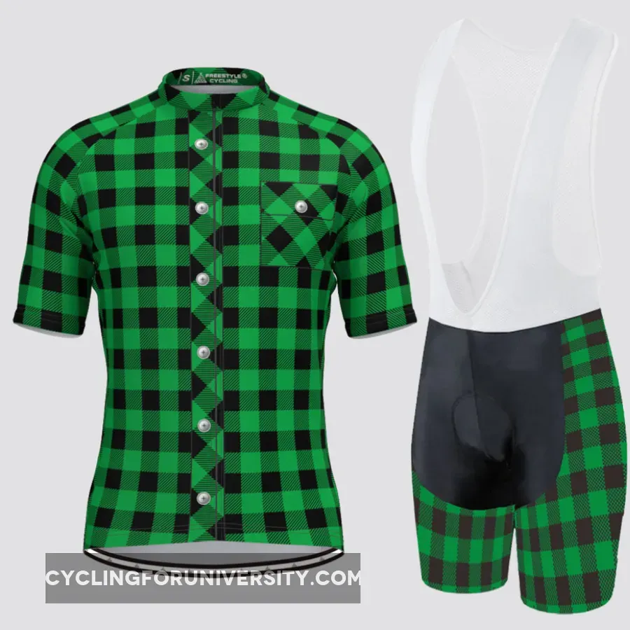 Plaid Checkered Shirt V2 Men's Cycling Kit Green
